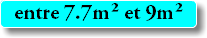 entre 7.7m² et 9m²